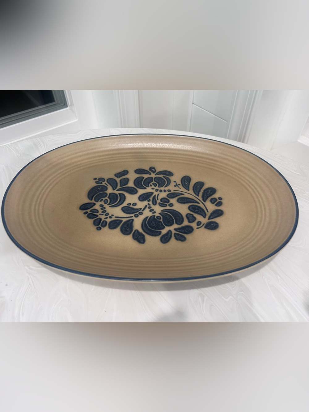 PFALTZGRAFF 1980s Folk Art Turkey meat platter Stoneware Floral Design